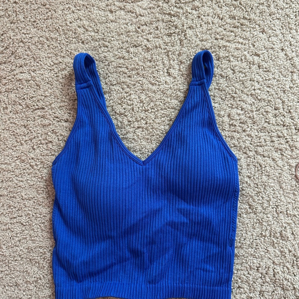 Dry Goods Royal Blue Ribbed Crop Top